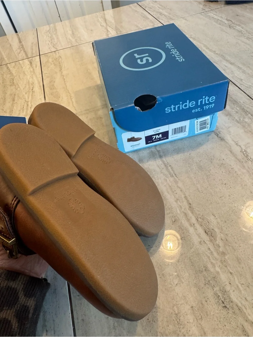 Stride Rite Girls Brown Leather Mary Jane with Buckle
